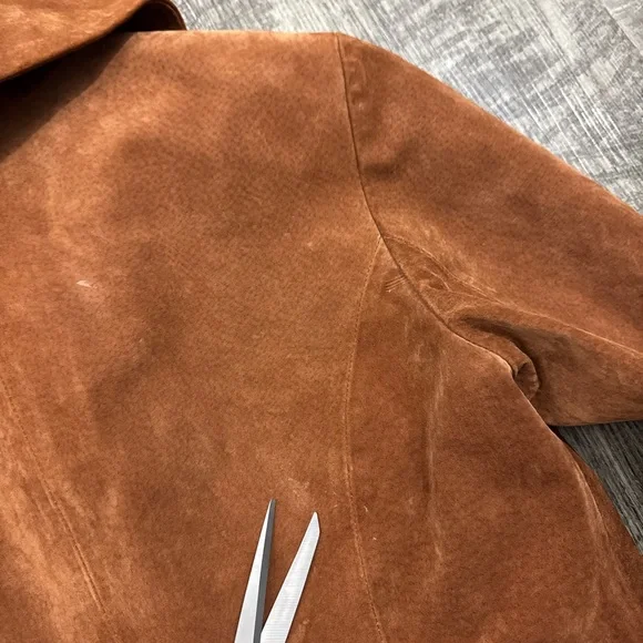 Hot in Hollywood Suede Leather Beaded Floral Embellished Long Jacket - Picture 11 of 11